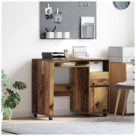 Scrivania Marrone Legno Vecchio Truciolare, Metallo Standard - Foto 2