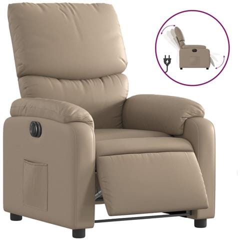 Poltrona Reclinabile Elettrica Cappuccino in Similpelle - Foto 1