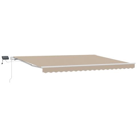 Ombrellone Manuale Retrattile con LED Beige 450x300 cm, Tessuto di Ricambio per Ombrellone  4,5x3 m Beige - Foto 1