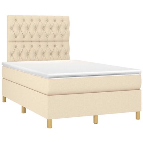 Giroletto a Molle con Materasso Crema 120x190 cm in Tessuto - Foto 1