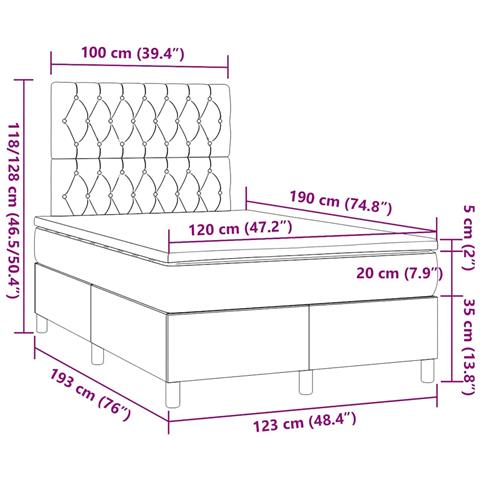 Giroletto a Molle con Materasso Crema 120x190 cm in Tessuto - Foto 9