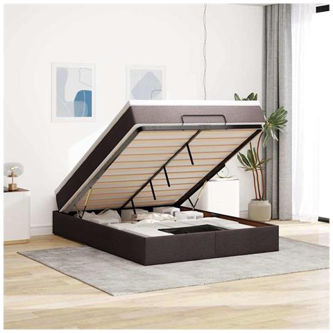 Struttura Letto Pouf con Materasso 140x200 cm in Tessuto - Foto 2