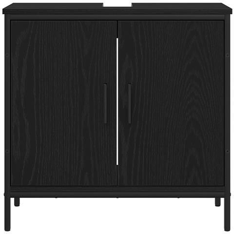 Set di mobili da bagno 3 pezzi in legno ingegnerizzato rovere nero - Foto 9