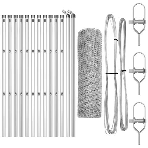 Recinzione Esagonale  0.8x25 m Acciaio Zincato, Pali per Recinzione  13 pz Ø32 mm 120 cm Acciaio Zincato - Foto 1