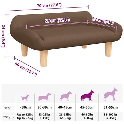 Lettino per Cani Marrone 70x40x24 cm in Tessuto - Foto 7