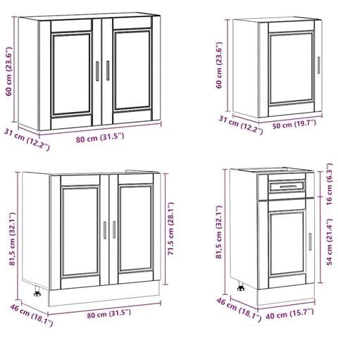 Set Mobili da Cucina 7 pz Kalmar Bianco Legno Multistrato - Foto 9