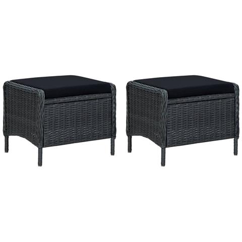 Lusso Casadino -  Set Divani Da Giardino 3 Pz Con Cuscini Polyrattan Grigio Scuro - Foto 2
