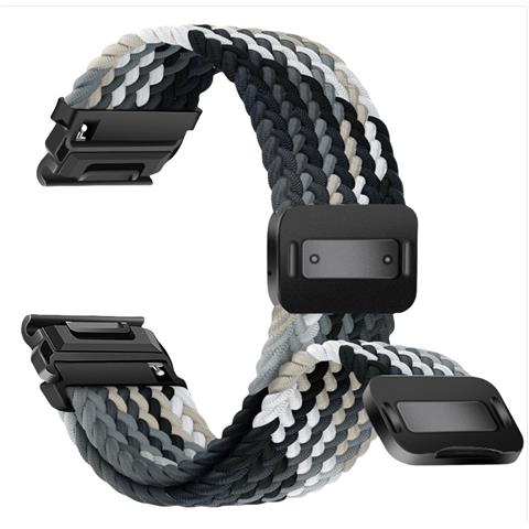Cinturino Intrecciato In Nylon Elastico Con Fibbia Magnetica A Sgancio Rapido Compatibile Con Garmin Fenix Series Multicolor 26 Millimetri - Foto 1