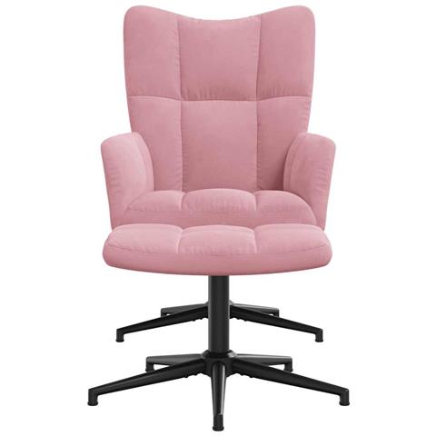 Poltrona Relax Con Poggiapiedi Rosa In Velluto - Foto 2