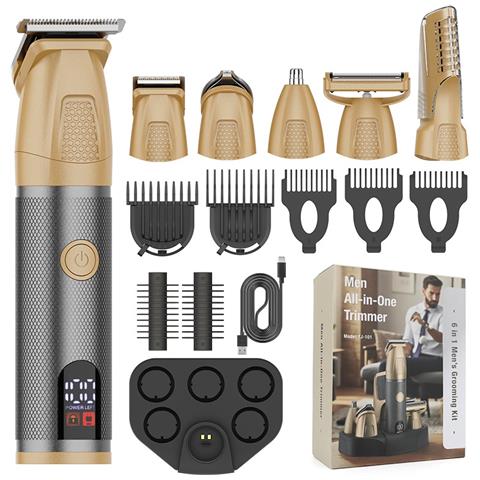 Tagliacapelli Multifunzionale 6-in-1 Impermeabile Con Base Di Ricarica Gold - Foto 1