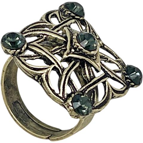 Anello Quadrato Intrecciato In Oro E Cristallo Di Diamante Nero - Foto 1