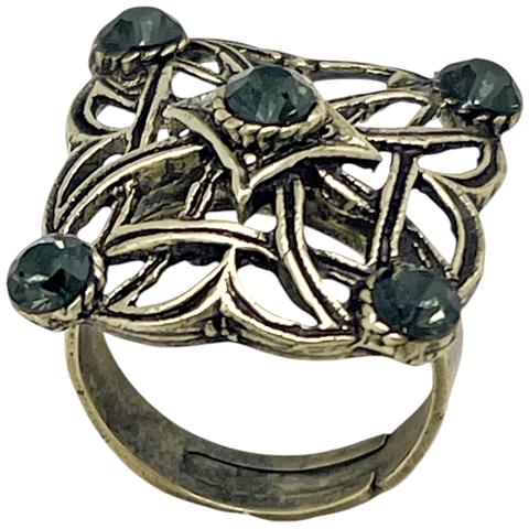 Anello Quadrato Intrecciato In Oro E Cristallo Di Diamante Nero - Foto 2