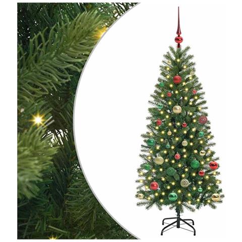 Albero di Natale artificiale con 150 LED Verde 150 cm PE e PVC - Foto 1