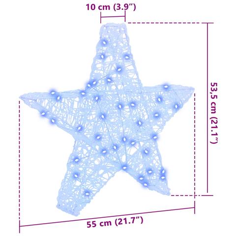 Stella 3D con 50 LED Blu 55 x 53.5 x 10 cm Acrilico - Foto 8