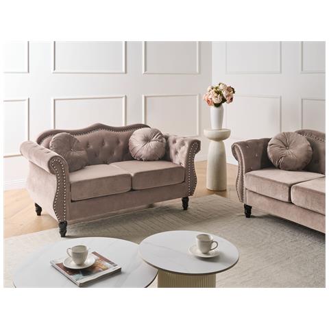 Divano 2 Posti Skien Velluto Tortora - Foto 1