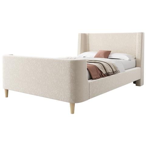 Letto A Slitta Per Bambini In Velluto Beige Con Motivi Spaziali - Foto 1