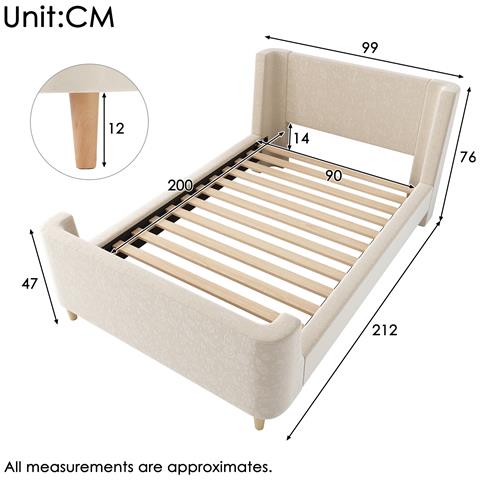 Letto A Slitta Per Bambini In Velluto Beige Con Motivi Spaziali - Foto 2