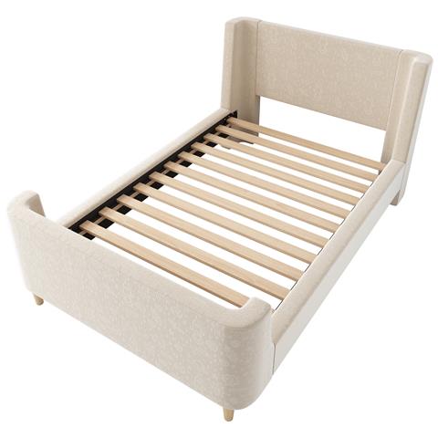Letto A Slitta Per Bambini In Velluto Beige Con Motivi Spaziali - Foto 3