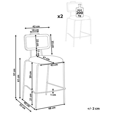 Set Di 2 Sedie Alte Adelanto Beige Chiaro - Foto 8