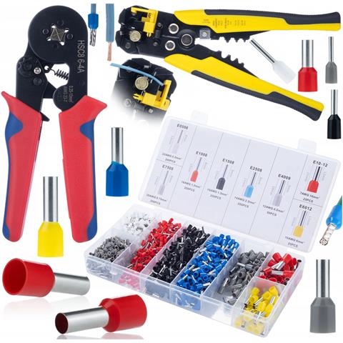 Zaciskatrice Per Capicorda Isolati + 1200 Capicorda + Spelafili Automatico Con Crimpatrice Terminali | Gamma 0,25-10 Mm² | Set Completo Per Elettricisti - Foto 1