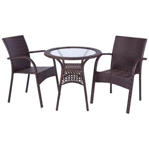 Set Tavolo E Due Sedie In Metallo Marrone - Foto 1