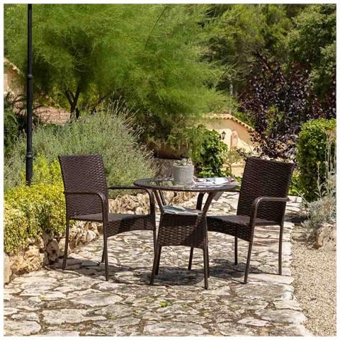 Set Tavolo E Due Sedie In Metallo Marrone - Foto 2