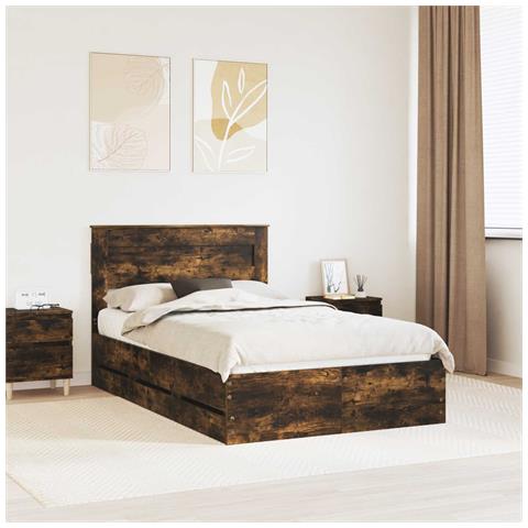 Struttura del letto con cassetto Rovere fumé 135 x 190 cm - Foto 2