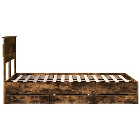 Struttura del letto con cassetto Rovere fumé 135 x 190 cm - Foto 9
