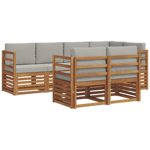 Set divani con cuscino 7 pcs Grigio Naturale e Chiaro - Foto 1