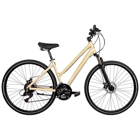 Bici Da Donna Ibrido Bicicletta Misura 28 Telaio In Alluminio Con Cambio 21v Forcella Ammortizzata Freno A Disco Meccanico - 46 Panna - Foto 1