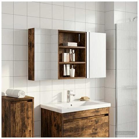 Set di Armadi da Bagno con lo scaffale 3 pcs 100 x 10,5 x 50 cm - Foto 2