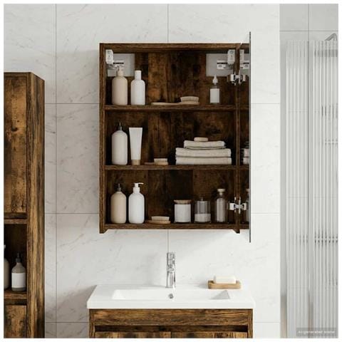 Mobiletto per specchio da bagno Rovere fumé 43 x 16 x 62.5 cm - Foto 2