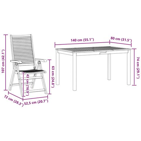 Set da Pranzo per Giardino 7 pcs Marrone - Foto 6