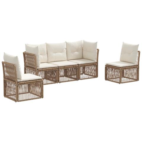 Set Divano da Giardino 5 pcs Beige polyrattan - Foto 1