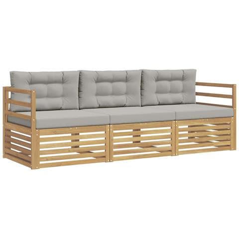 Set di divani da esterno 3 pcs Bianco e Grigio Chiaro - Foto 1