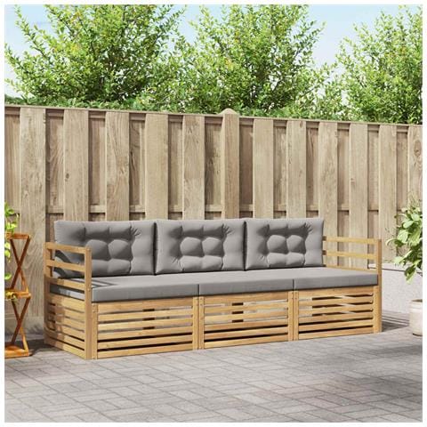 Set di divani da esterno 3 pcs Bianco e Grigio Chiaro - Foto 2