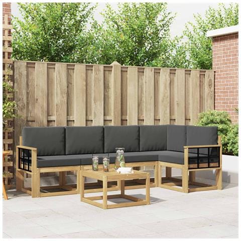 Set di divani da esterno con cuscino 6 pcs Bianco e Antracite - Foto 2