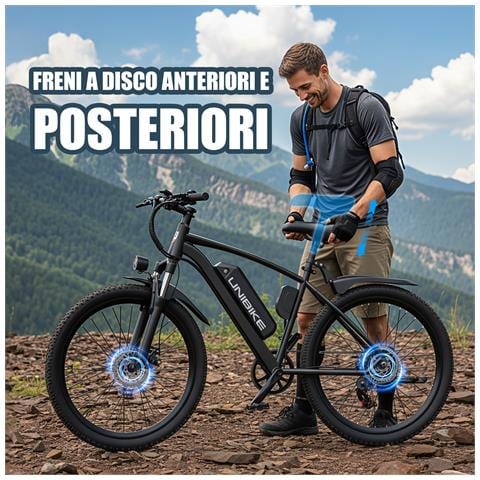 Bicicletta Elettrica Q7 26 Pollici E-bike 250W Batteria Rimovibile 36V10Ah 7 Velocità Autonomia 30-50km LCD - Foto 8