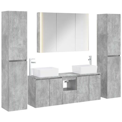 Set di mobili per il bagno 6 pcs Grigio Cemento - Foto 1