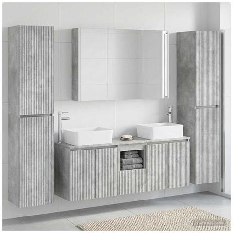 Set di mobili per il bagno 6 pcs Grigio Cemento - Foto 2