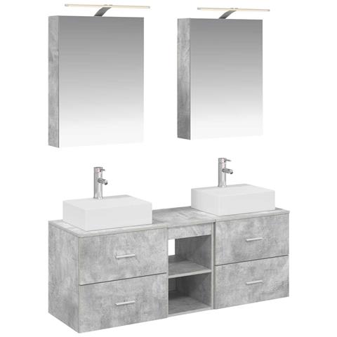 Set di mobili per il bagno 5 pcs Grigio Cemento - Foto 1