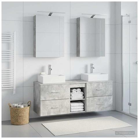 Set di mobili per il bagno 5 pcs Grigio Cemento - Foto 2