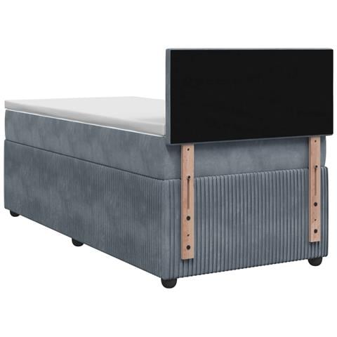Letto con Box Spring, Materasso e LED Grigio Scuro 90 x 190 cm - Foto 9