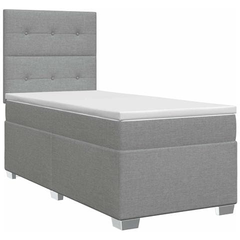 Letto box spring con materasso Grigio Chiaro 90 x 200 cm - Foto 1