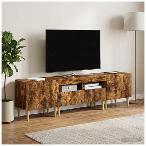 Mobile TV LED a 5 pezzi Rovere Fumo Legno ingegnerizzato - Foto 2