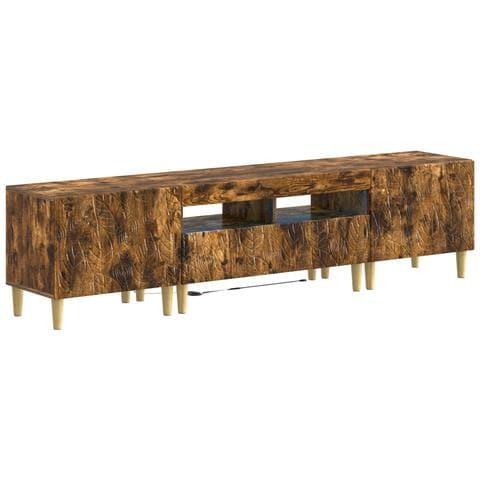 Mobile TV LED a 5 pezzi Rovere Fumo Legno ingegnerizzato - Foto 1