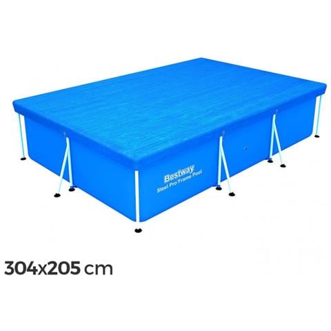 58106 Copertura Piscina Fuori Terra Rettangolare 304x205 Cm Telo In Pvc - Foto 1