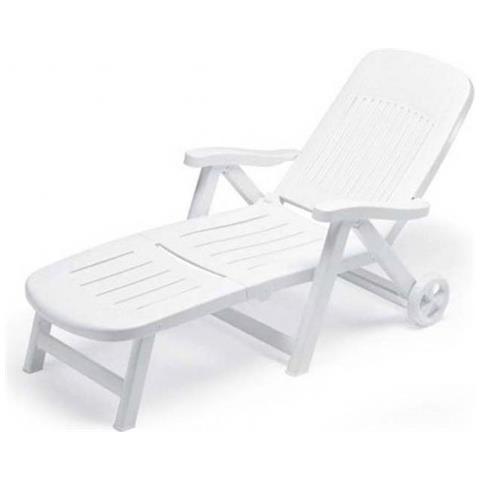 Lettino Pieghevole California Bianco. Schienale Regolabile In 5 Posizioni E Ruote Per Facilitarne Lo Spostamento. Dimensioni : (lxpxh) 80x190x98 Cm. Lettino Chiudibile - 1257 - Foto 2