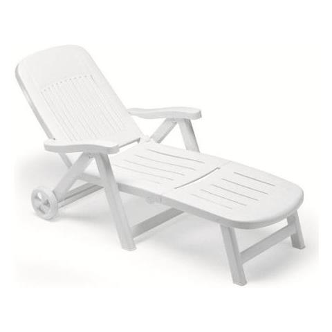 Lettino Pieghevole California Bianco. Schienale Regolabile In 5 Posizioni E Ruote Per Facilitarne Lo Spostamento. Dimensioni : (lxpxh) 80x190x98 Cm. Lettino Chiudibile - 1257 - Foto 1