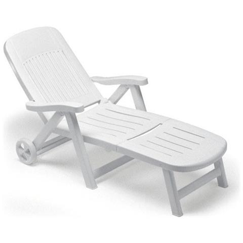 Lettino Pieghevole California Bianco. Schienale Regolabile In 5 Posizioni E Ruote Per Facilitarne Lo Spostamento. Dimensioni : (lxpxh) 80x190x98 Cm. Lettino Chiudibile - 1257 - Foto 4